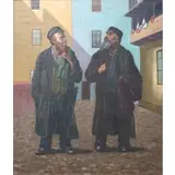 Konstantin Szewczenko, A Street Conversation, Oil on canvas