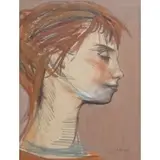 Josef Presser, Portrait of a Young Woman, Pastel on paper