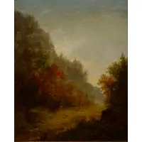 George Inness, Autumn Scene, Oil on cardboard