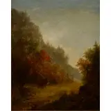 George Inness, Autumn Scene, Oil on cardboard