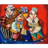 Alexander Kanchik, Three Clowns, Oil on canvas