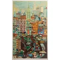 Empire State Building by Ralph Fasanella, Silkscreen, sold Dec 2024