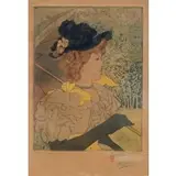 Eugène Delâtre, Woman with a Parasol, Color etching on woven paper