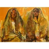 Romeo Tabuena, Two Women, Acrylic on card
