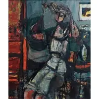 Zygmunt Menkes, Woman Combing Hair, Oil on canvas