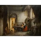 George Gillis van Haanen, Drying the Kitchen Pans, Oil on canvas