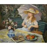 Marcel Dyf, Claudine in the Garden, Oil on canvas