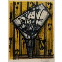 Bernard Buffet, Flowers, 1954, Colored lithograph on woven paper