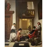 Gustaaf Antoon F. Heyligers, Artists Sketching in an Interior, Oil on panel