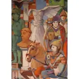 Pasquale Monaco, Untitled, Oil on canvas of soldiers and statues