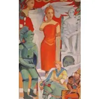 Untitled by Pasquale Monaco, Oil on canvas, Soldiers and statues, sold Jan 2025