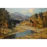 Charles E. Busquet, An Interesting Stream, Oil on canvas