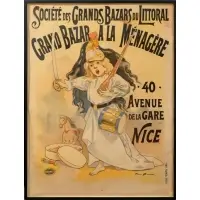 Firmin Bouisset, Grand Bazar a la Menagere, Nice, Colored lithographic poster