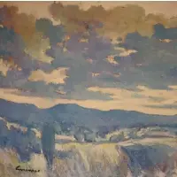 Pasquale Monaco, Cloudy landscape, Oil on canvas, signed