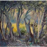 Pasquale Monaco, Untitled, Forest scene oil on canvas, signed