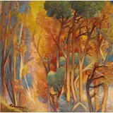 Pasquale Monaco, Untitled, Forest scene oil on canvas, signed