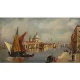 William Birdsall Gifford, Venetian boat scene, Oil on canvas