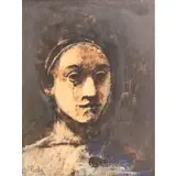 Donald Purdy, Untitled, Oil on paper portrait, signed