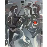 Pasquale Monaco, Untitled, Figures, oil on canvas signed