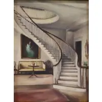 Grace Gemberling Keast, Untitled, Oil On Board Oil on Board, sketch Montmorenci staircase (at Wintherthur Museum)