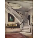 Grace Gemberling Keast, Untitled, Oil On Board Oil on Board, sketch Montmorenci staircase (at Wintherthur Museum)