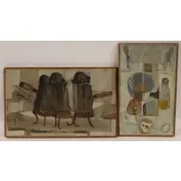 Ferit Iscan, Untitled, 2 Oils On Canvas
