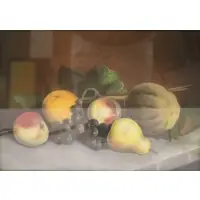 Fruit still life by John Joseph Enneking, Pastel on board, signed lr rt, sold Jan 2025