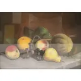 John Joseph Enneking, Fruit still life, Pastel on board, signed lr rt