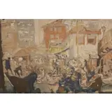 Frank Brangwyn, Istanbul scene, Watercolor and bodycolor on enhanced print