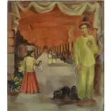 Ruth Lewis, Dog Walker"? Oil on canvas. Signed Ruth Lewis. From her estate. Dimensions: 24, "Dog Walker"? Oil on canvas