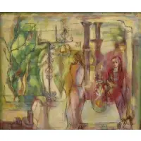 Cafe In Seville by Ruth Lewis, Oil on canvas, sold Jan 2025