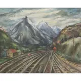 Ruth Lewis, Train Tracks, Oil on canvas
