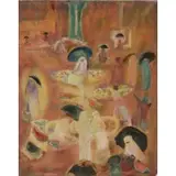 Ruth Lewis, Tangier Market, Oil on canvas
