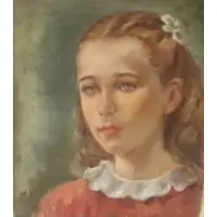 Untitled Portrait Of A Girl by Ruth Lewis, Oil on canvas, sold Jan 2025