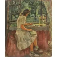 Ruth Lewis, Midterms, Oil on canvas, signed Ruth Lewis