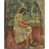Ruth Lewis, Midterms, Oil on canvas, signed Ruth Lewis