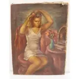 Ruth Lewis, Hairdo, Oil on canvas, signed Ruth Lewis