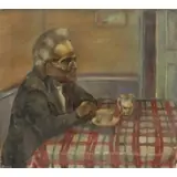 Ruth Lewis, Coffee Time, Oil on canvas, signed Ruth Lewis
