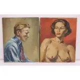 Ruth Cohen, Untitled, 2 Oil on canvas board portraits, signed