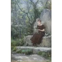 George Henry Boughton, Flossie, Watercolor signed lr left