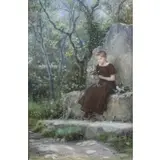 George Henry Boughton, Flossie, Watercolor signed lr left