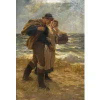 Philip Richard Morris, Fisherman and Woman Walking, Oil on canvas