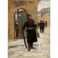 Solder with Musket by Paul Grolleron, Oil on canvas, sold Nov 2024