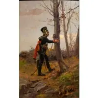 Paul Grolleron, Soldier on Standby, Oil on panel