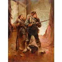 Wilfrid Constant Beauquesne, Two French Soldiers At The Ready, Oil on canvas