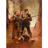 Wilfrid Constant Beauquesne, Two French Soldiers At The Ready, Oil on canvas