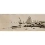 Reginald Cleveland Coxe, The Sailing Fleet Departing the Harbor, Etching on paper