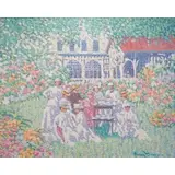 Henry Benson, Garden Tea Party. Oil on canvas. Signed lower right. Property of an Ossining, NY estate. Dimensions: 39.75, Oil on canvas