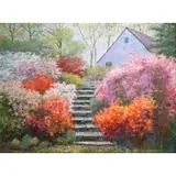 Charles Zhan, Flowers in the Yard, Oil on canvas