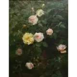 George Cochran Lambdin, Pink and Yellow Roses, Oil on canvas